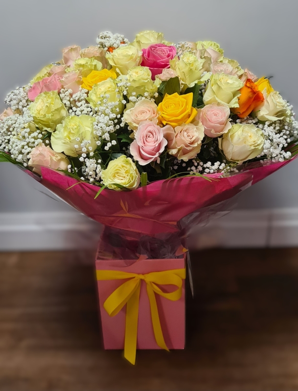 Valentines Flowers in Pink & Yellow`
